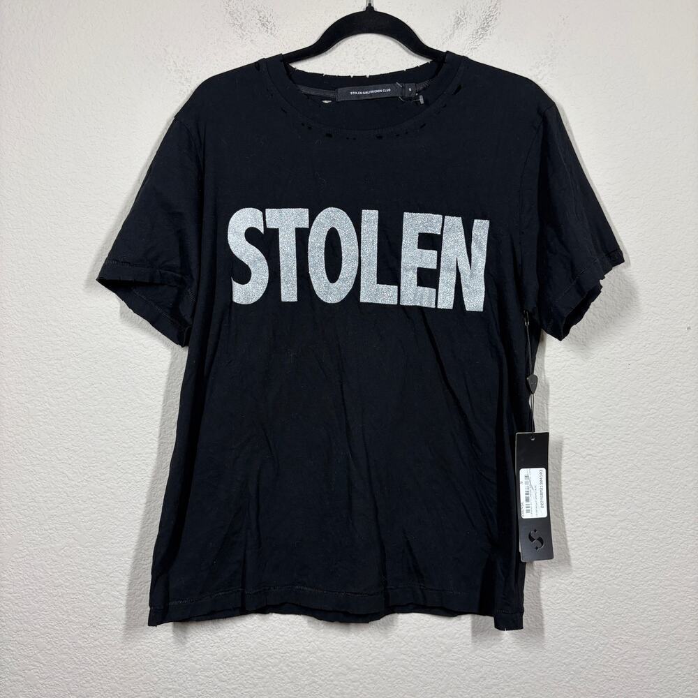 Stolen Girlfriends Club Mens Small Blatant Tee Vintage Black Cotton Distressed